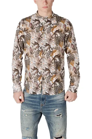 GIANNI LUPO Homme, Chemises, Multicolore, Taille: XL Chemise Florale à Col Mandarin