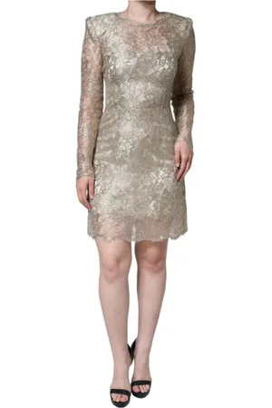 Dolce & Gabbana Femme, Robes, Jaune, Taille: 38 FR Robe Mini en Dentelle Florale A-line Sheath