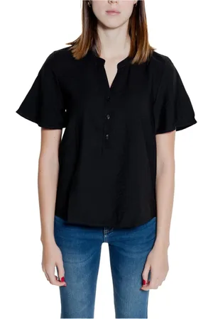 JACQUELINE DE YONG Femme, Blouses et Chemises, Noir, Taille: 36 FR Chemisier noir à col en V