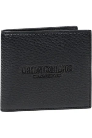Armani Exchange Homme, Accessoires, Noir, Taille: ONE Size Portefeuille en cuir noir avec poches intérieures