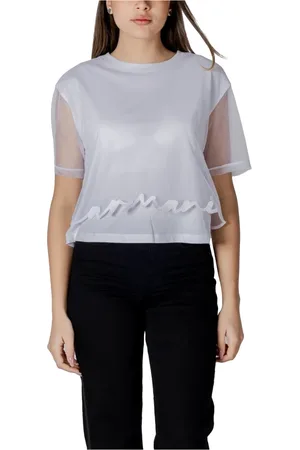 Armani Exchange Femme, Blouses et Chemises, Blanc, Taille: 36 FR T-shirt Blanc en Coton pour Femmes