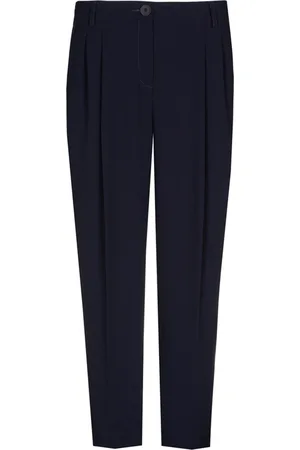 Marie Méro Femme, Pantalons, Bleu, Taille: 40 FR Pantalon Classique Bleu avec Taille Plissée
