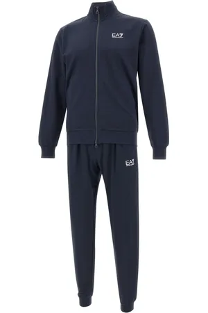 EA7 Homme, Sport, Bleu, Taille: M Ensemble de Survêtement en Coton Bleu