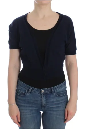 ERMANNO SCERVINO Femme, Pulls, Bleu, Taille: 42 FR Cardigan en cachemire bleu à col en V