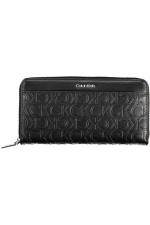 Calvin Klein Femme, Accessoires, Noir, Taille: ONE Size Portefeuille Femme Noir Rfid Fermeture Éclair Contraste