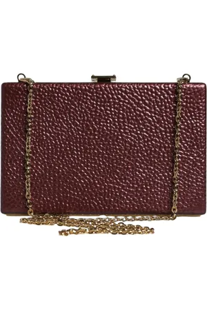 Dolce & Gabbana Femme, Sacs, Brun, Taille: ONE Size Pochette en Cuir Bordeaux à Bandoulière