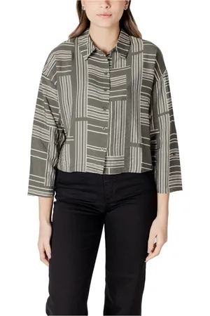 JACQUELINE DE YONG Femme, Blouses et Chemises, Vert, Taille: 38 FR Chemisier Imprimé Vert à Boutons