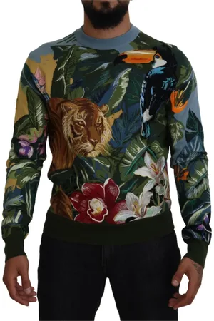 Dolce & Gabbana Homme, Sweatshirts et sweats à capuche, Multicolore, Taille: L Pull Jungle en Laine avec Logo