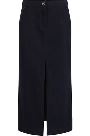 Giorgio Armani Femme, Jupes, Bleu, Taille: 40 FR Jupe Midi en Coton Bleu avec Fermeture Éclair