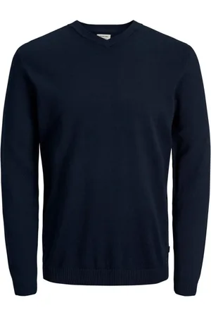JACK & JONES Homme, Pulls, Bleu, Taille: XL Pull Bleu Col en V pour Homme