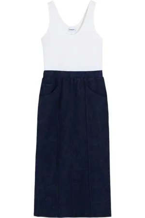 Desigual Femme, Robes, Bleu, Taille: 40 FR Robe sans Manches Bleue avec Poches Avant