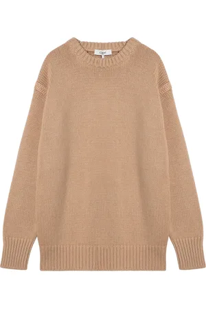Chloé Femme, Pulls, Brun, Taille: 40 FR T-shirt Col Rond