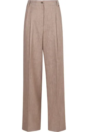 HERNO Femme, Pantalons, , Taille: 40 FR Pantalon à Rayures en Lin et Coton
