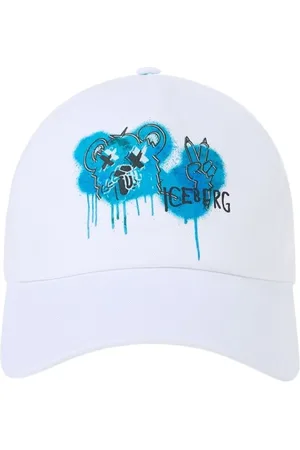 Iceberg Homme, Accessoires, Blanc, Taille: ONE Size Casquette de baseball en gabardine blanche avec motif d