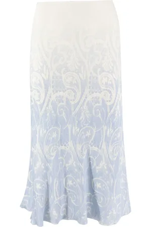 ERMANNO SCERVINO Femme, Jupes, Bleu, Taille: 38 FR Jupe en Tissu Logo Silhouette Féminine