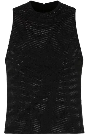 Emporio Armani Femme, Tops, Noir, Taille: 36 FR Haut Noir Sans Manches Clouté