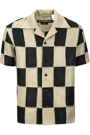 Andersson Bell Homme, Chemises, Multicolore, Taille: L Chemise Patchwork Noire Coupe Moderne