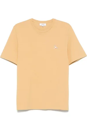 Maison Kitsuné Homme, Tops, Jaune, Taille: 2XL T-shirt col rond jaune moutarde