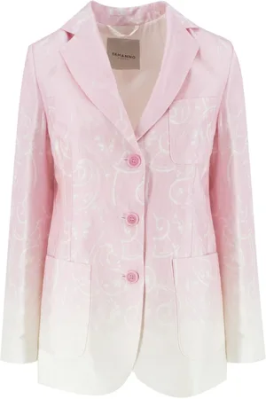 ERMANNO SCERVINO Femme, Vestes, Rose, Taille: 36 FR Veste Classique en Tissu Logo avec Boutons