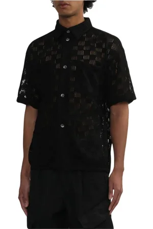 Andersson Bell Homme, Chemises, Noir, Taille: XL Chemise Noire à Carreaux Tricotée Élégante Décontractée