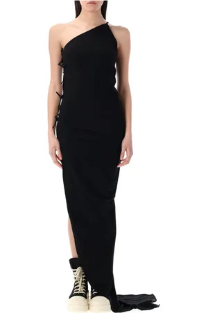 Rick Owens Femme, Robes, Noir, Taille: 36 FR Robe Noire à Col Asymétrique