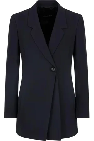 Emporio Armani Femme, Vestes, Noir, Taille: 40 FR Veste Noire En Satin Fermeture Bouton Unique