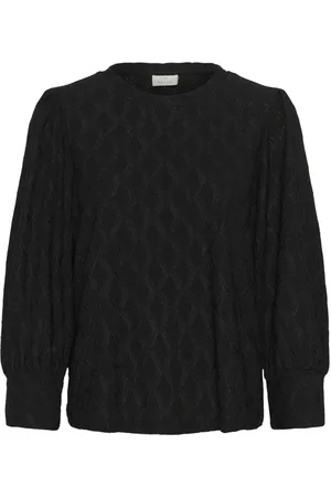 Kaffe Femme, Blouses et Chemises, Noir, Taille: 46 FR Chemisier en Dentelle Noir Profond Style Élégant