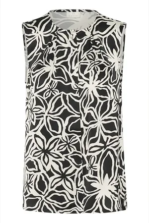 Kaffe Femme, Tops, Noir, Taille: 44 FR Chemisier à Imprimé Abstrait Noir/Beige