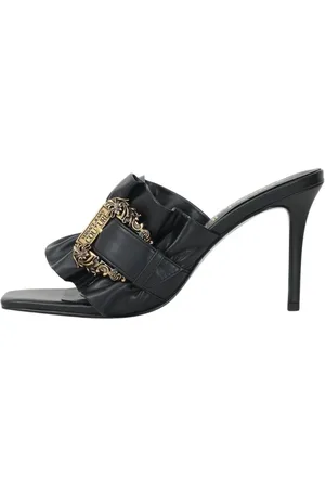 VERSACE Femme, Chaussures, Noir, Taille: 37 EU Sandales noires avec boucle baroque