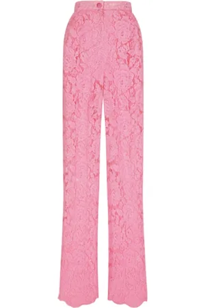 Dolce & Gabbana Femme, Pantalons, Rose, Taille: 40 FR Pantalon Évasé en Dentelle Florale