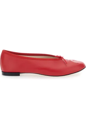 Marine Serre Femme, Chaussures, Rouge, Taille: 40 EU Chaussures plates rouges en cuir nappa souple