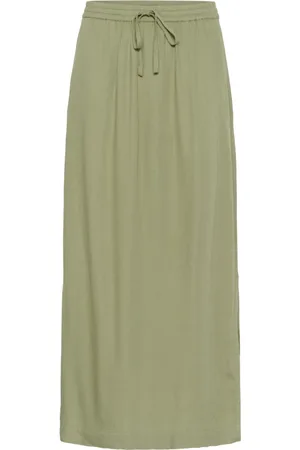Kaffe Femme, Jupes, Vert, Taille: 40 FR Jupe Verte avec Taille Élastique et Fente Latérale