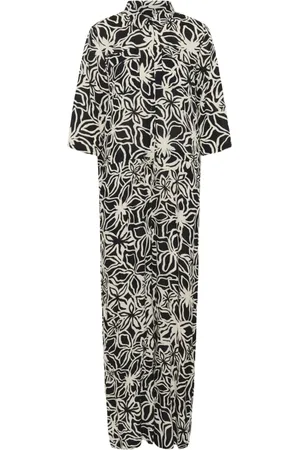 Kaffe Femme, Combinaisons et Ensembles, Noir, Taille: 42 FR Combinaison florale avec col chemise