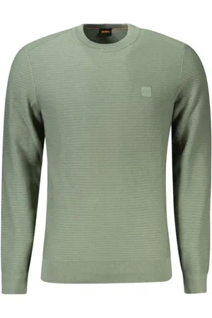 HUGO BOSS Homme, Pulls, Vert, Taille: XL Pull à Col Rond avec Logo Iconique