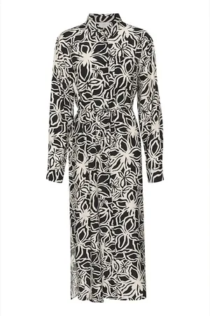 Kaffe Femme, Robes, Noir, Taille: 44 FR Robe chemise florale Noir/Beige