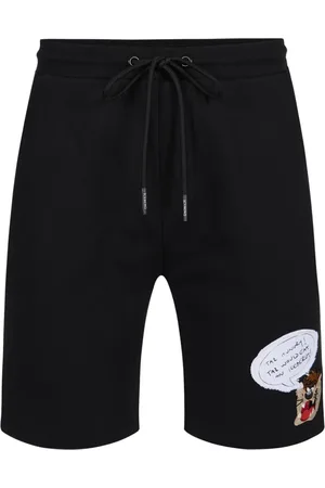 Iceberg Homme, Shorts, Noir, Taille: XL Shorts Bermuda en molleton de coton noir ajustés avec broderie Taz