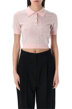 Casablanca Femme, Tops, Rose, Taille: 38 FR Polo Monogramme en Cristal