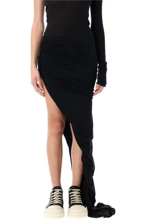 Rick Owens Femme, Jupes, Noir, Taille: 40 FR Jupe Enveloppante en Coton Noir Fente Haute