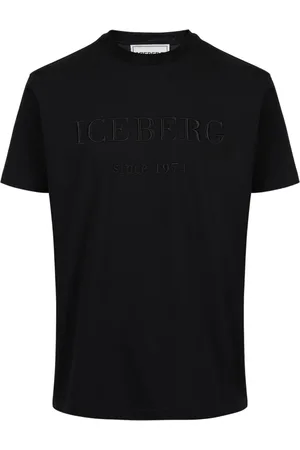 Iceberg Homme, Tops, Noir, Taille: XL T-shirt en coton noir avec logo institutionnel brodé