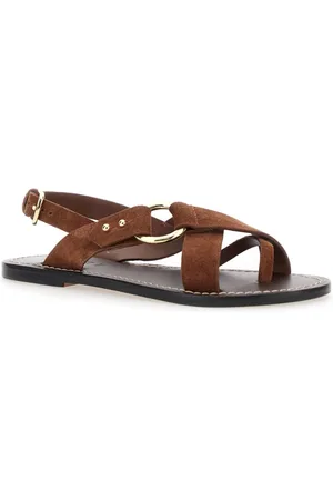 Soeur Femme, Chaussures, Brun, Taille: 38 EU Sandales en Cuir Marron avec Anneau Décoratif