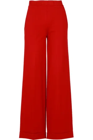 SEMICOUTURE Femme, Pantalons, Rouge, Taille: 42 FR Pantalon Large Rouge Milan Maille