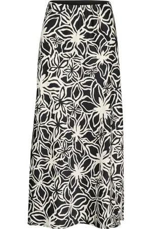 Kaffe Femme, Jupes, Noir, Taille: 48 FR Jupe Imprimée Floral Noir/Beige