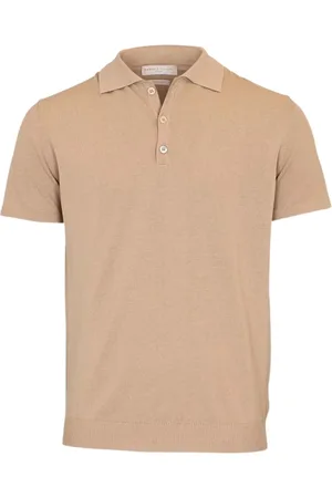 Daniele Fiesoli Homme, Tops, , Taille: L Polo en Coton à Manches Courtes Sable