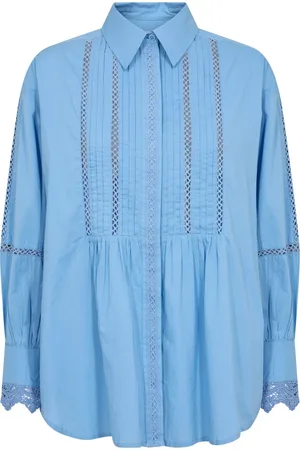 Part Two Femme, Blouses et Chemises, Bleu, Taille: 42 FR Chemisier Bleu Lac Argenté