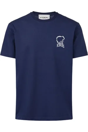 Iceberg Homme, Tops, Bleu, Taille: M T-shirt slim fit en coton bleu avec impression d