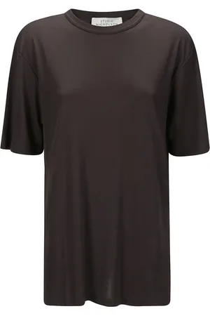 STUDIO NICHOLSON Femme, Tops, Brun, Taille: 38 FR Lyocell Crew Neck T-Shirt