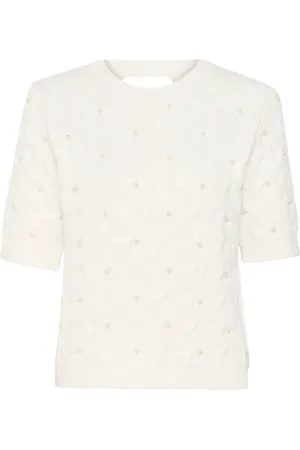 Kaffe Femme, Pulls, Blanc, Taille: 38 FR Pull Tricot Craie