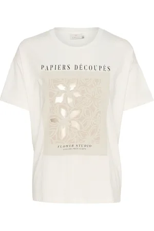 Kaffe Femme, Tops, Blanc, Taille: 36 FR Tee Oversize avec Impression Intelligente