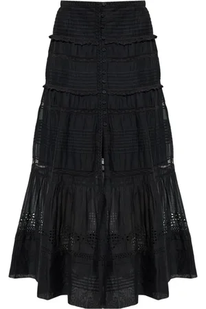 Isabel Marant Femme, Jupes, Noir, Taille: 38 FR Jupe Longue en Voile de Coton Noir