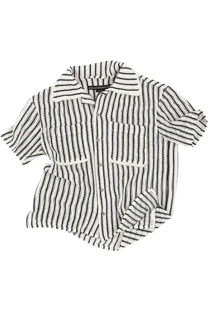 Andersson Bell Homme, Chemises, Noir, Taille: M Chemise de Bowling Blanche en Tricot Ouvert